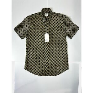Ben Sherman Geo Print Shirt Men's Size Medium Button Up Short Sleeve Blue
